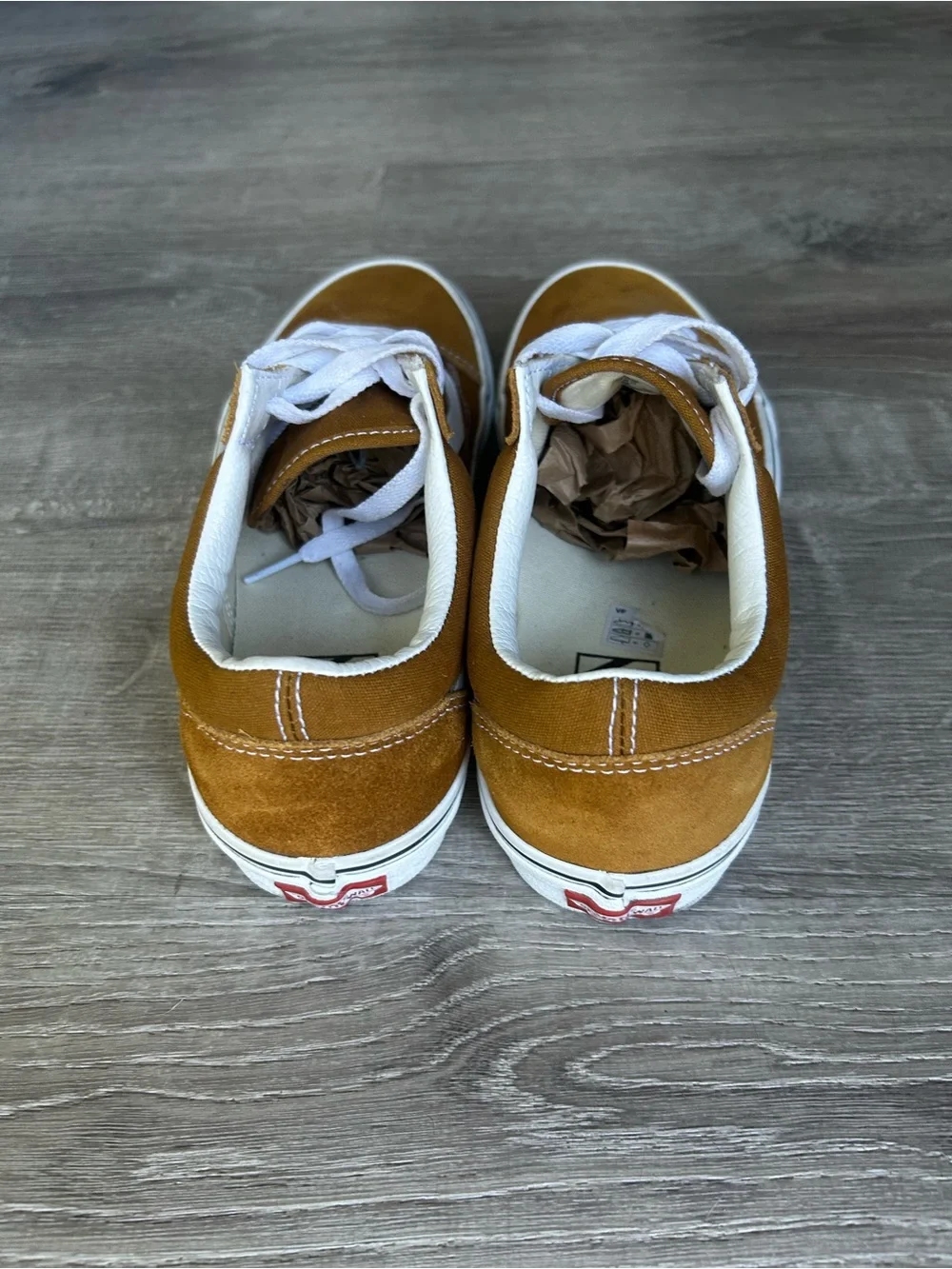 Vans Men's Casual Low-Top Suede Sneakers - Tan with White Stripe